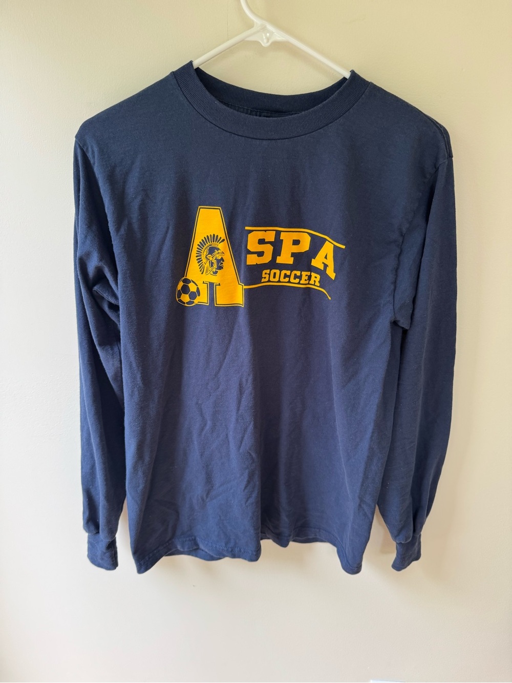 Fruit of the Loom Navy Long-Sleeve 1990a SPA Soccer Tee nwot